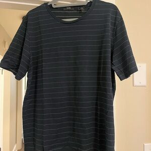 Theory Men's Dark Blue Pinstripe Tee